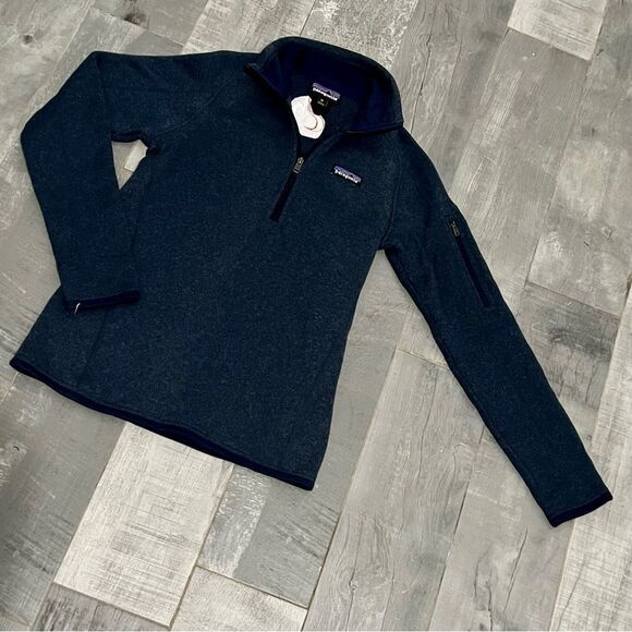 Patagonia Better Sweater 1/4 Zip Navy Blue  Slim Fit Wool Blend Health Logo XS - Picture 2 of 10